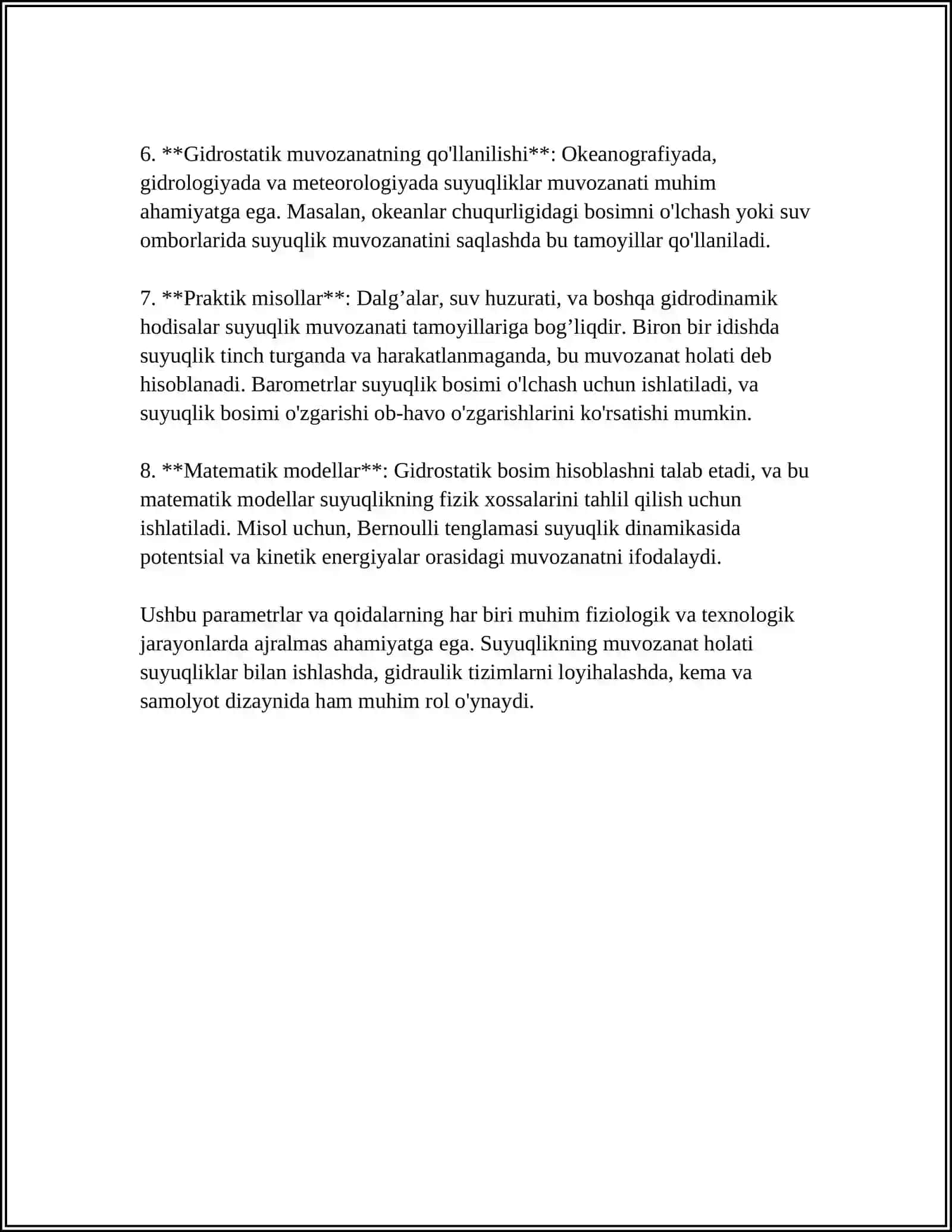SUYUQLINING MUVZONAT HOLATI UCHUN DIFFERENSIAL (EYLER)TENGLAMA 4
