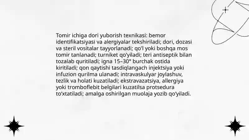 Davolash muolajalari.Dori yuborish usullari 4