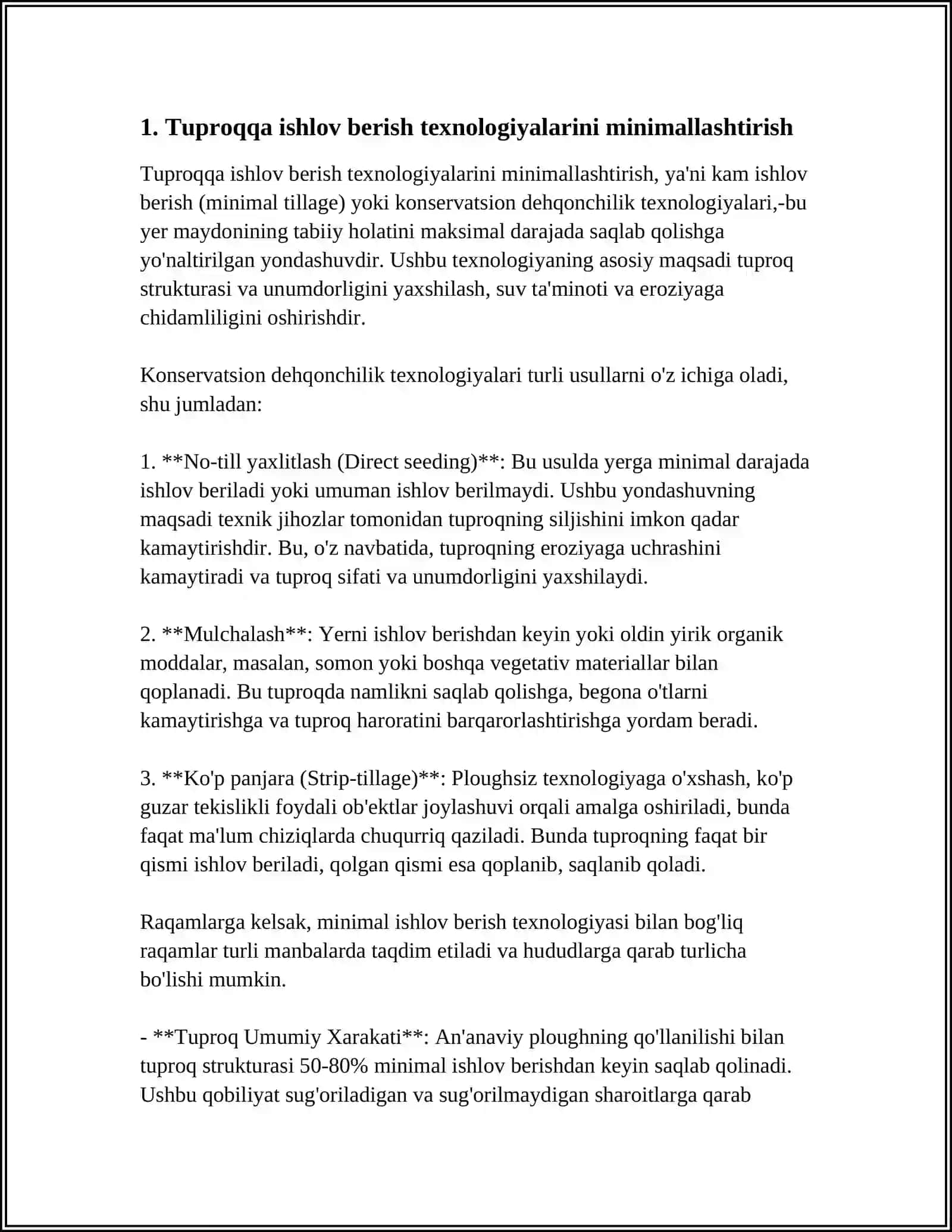 Tuproqqa ishlov berish texnologiyalarini minimallashtirish 4