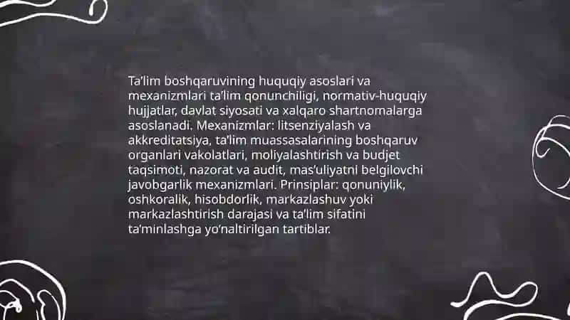 Talimni boshqarishning umumiy tamoyillari va mexanizmlari 4