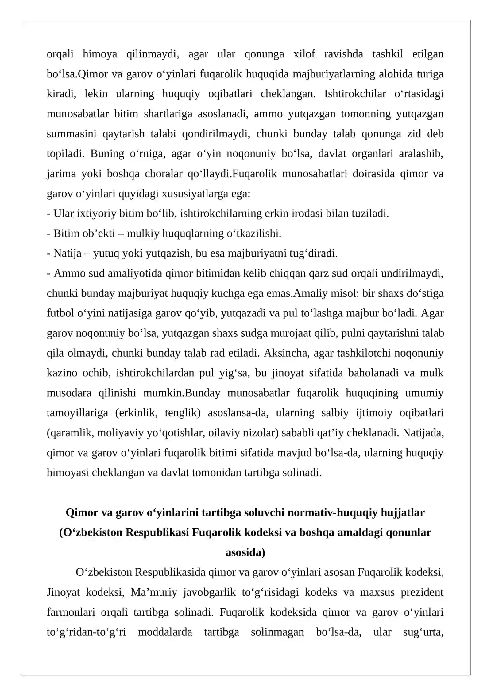 Qimor va garov o‘yinlarini o‘tkazishning fuqarolik-huquqiy tartibi 4