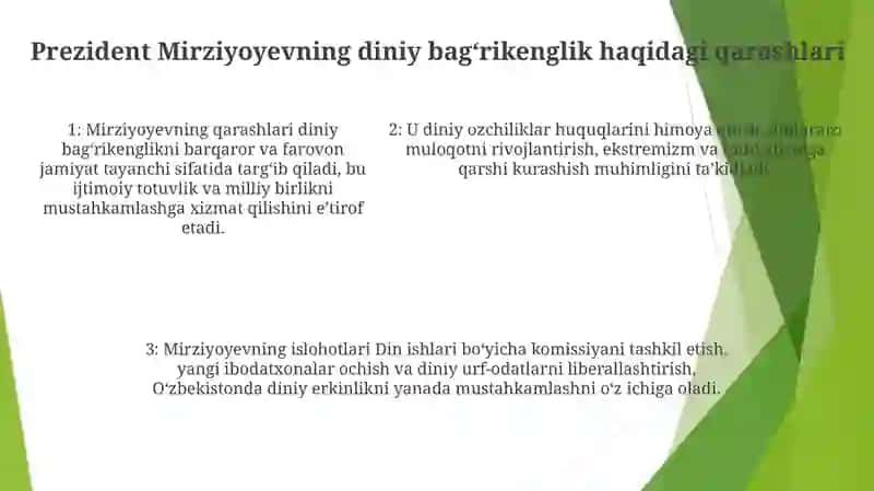 O'Zbekiston Respublikasi Prezidenti Shavkat Mirziyoyevning Diniy Bag'Rikenglik Sohasida Olib Borayotgan Oqilona Siyosati 4