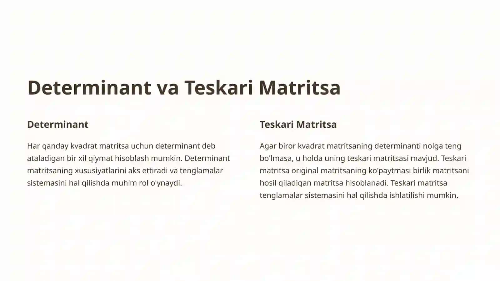 Chiziqli Algebraik Tenglamalar Sistemasi 4