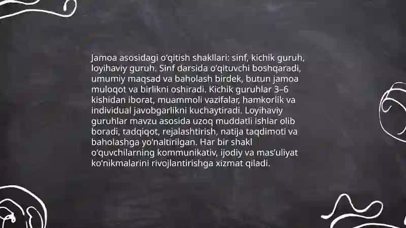 Oʻquvchilar jamoasi-yagona pedagogik jarayonning asosiy shakllari 4