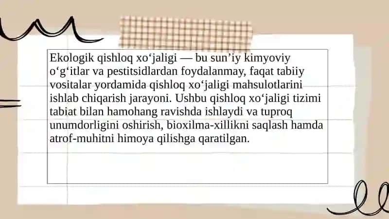Ekologik toza qishloq xo‘jaligi mahsulotlarini yetishtirish 4