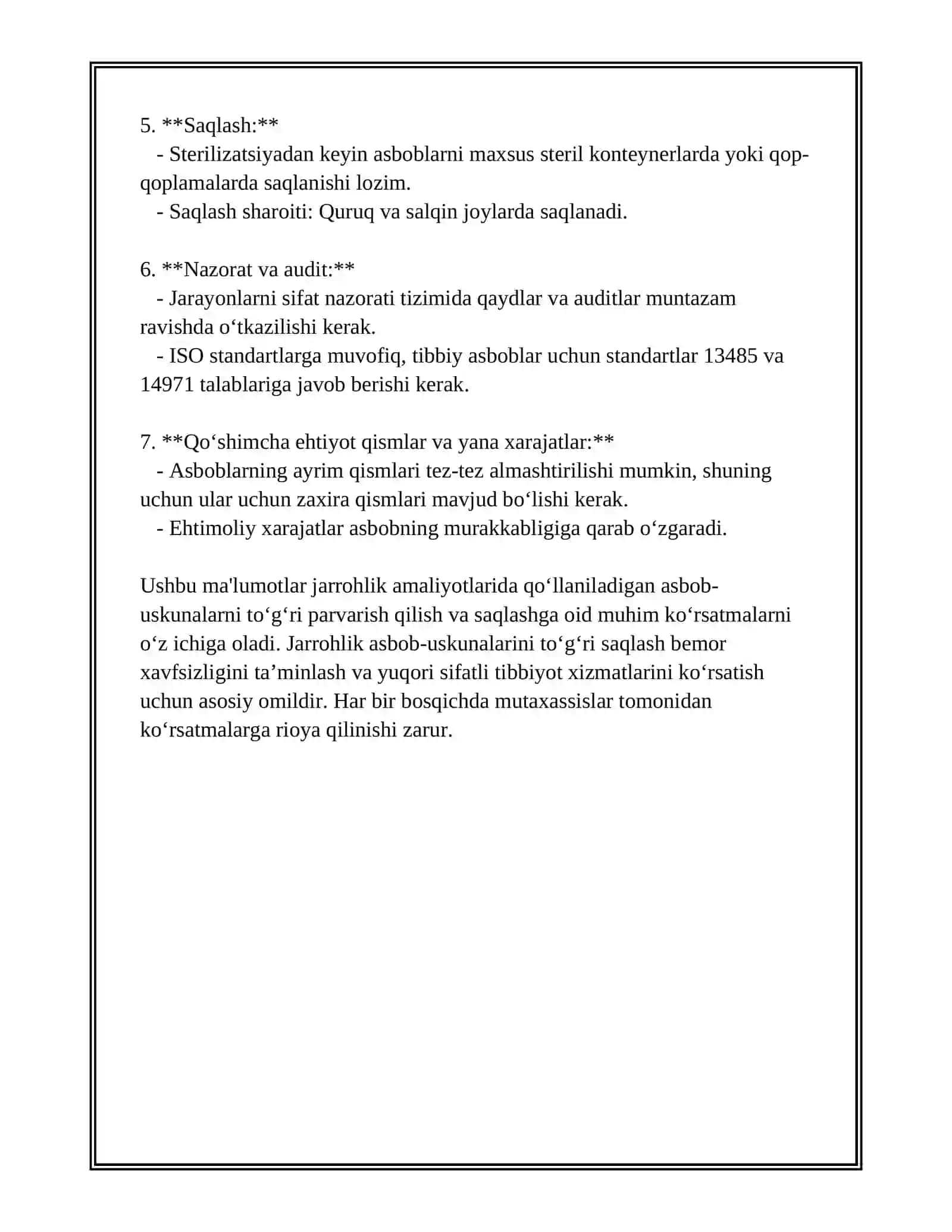 XIRURGIK STOMANI PARVARISH QILISH 4