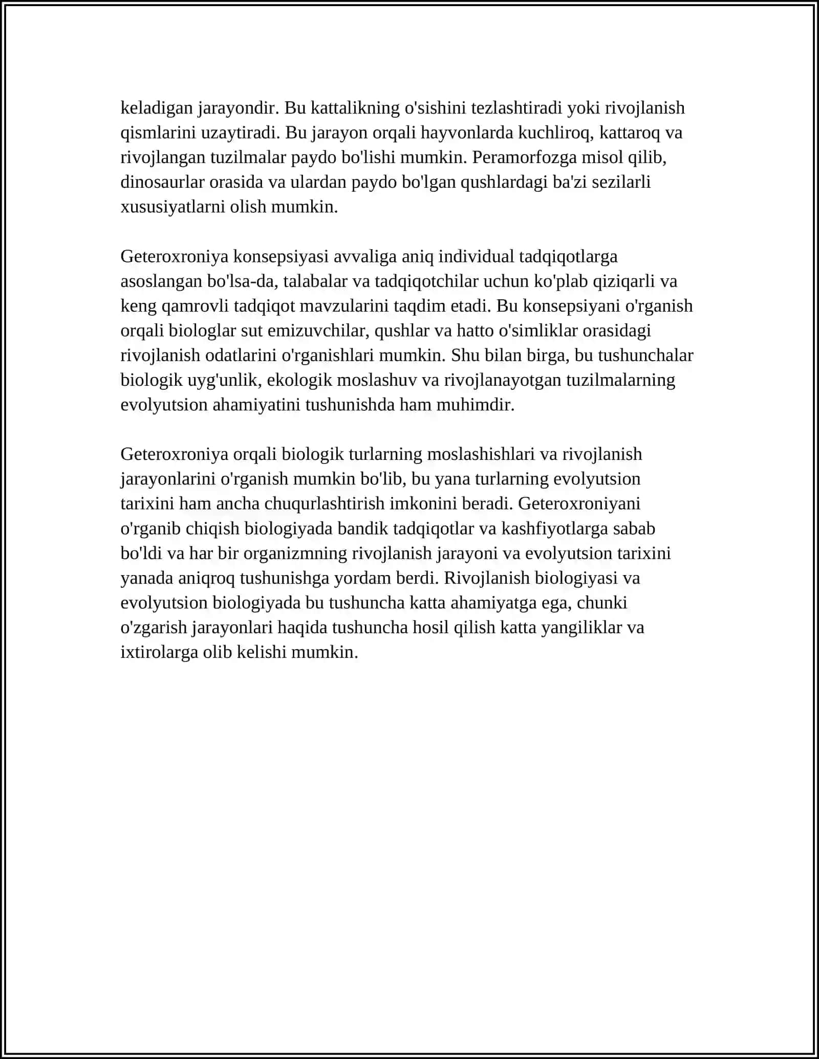 OʻSISH VA RIVOJLANISH GETEROXRONIYASINI JADVAL VA SXEMALAR TARZIDA OʻRGANIB CHIQISH 4