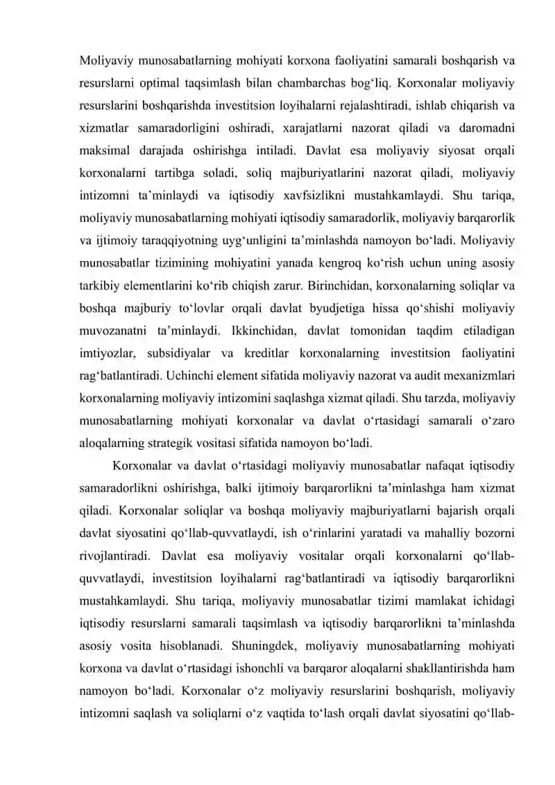 Korxonalar va davlat oʻrtasidagi moliyaviy munisabatlar. 4