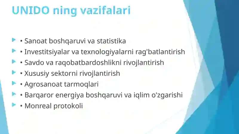 BMT ning sanoatnirivojlantirish tashkiloti- UNIDO 4
