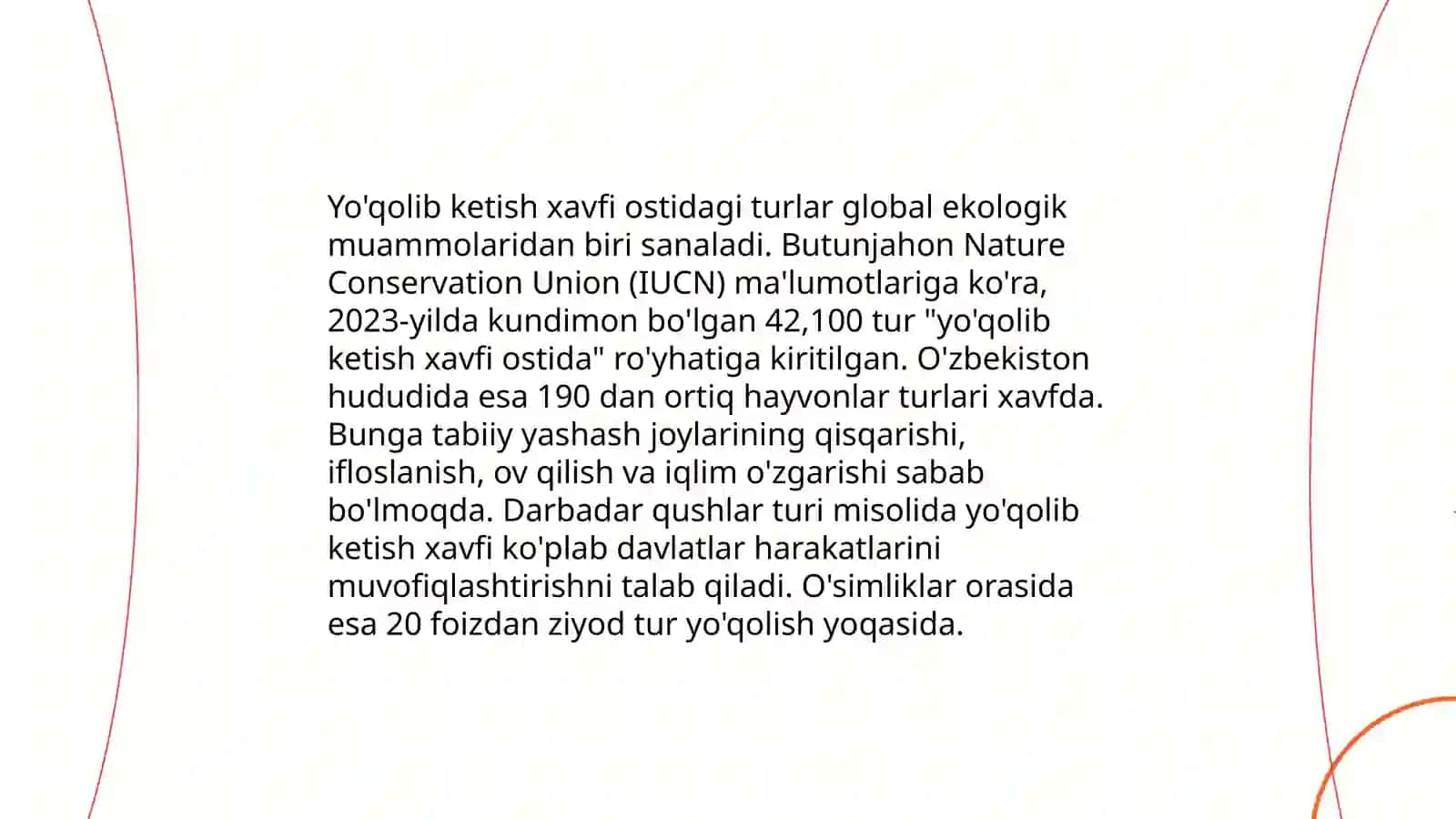 Biologik xilma-xillikni muhofaza qilish muommolarini oʻrganish 4
