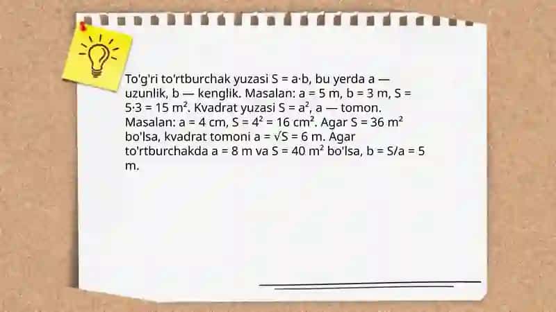 To'g'ri to'rtburchak va kvadratning perimetri 4