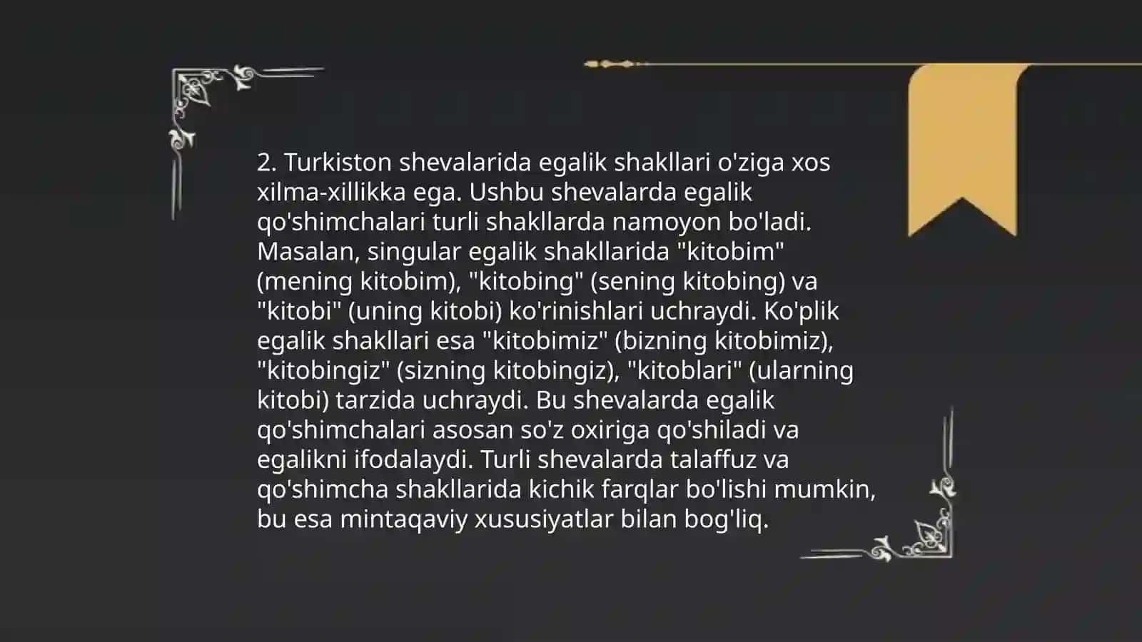 O‘zbek shevalarida egalik shakillari 4