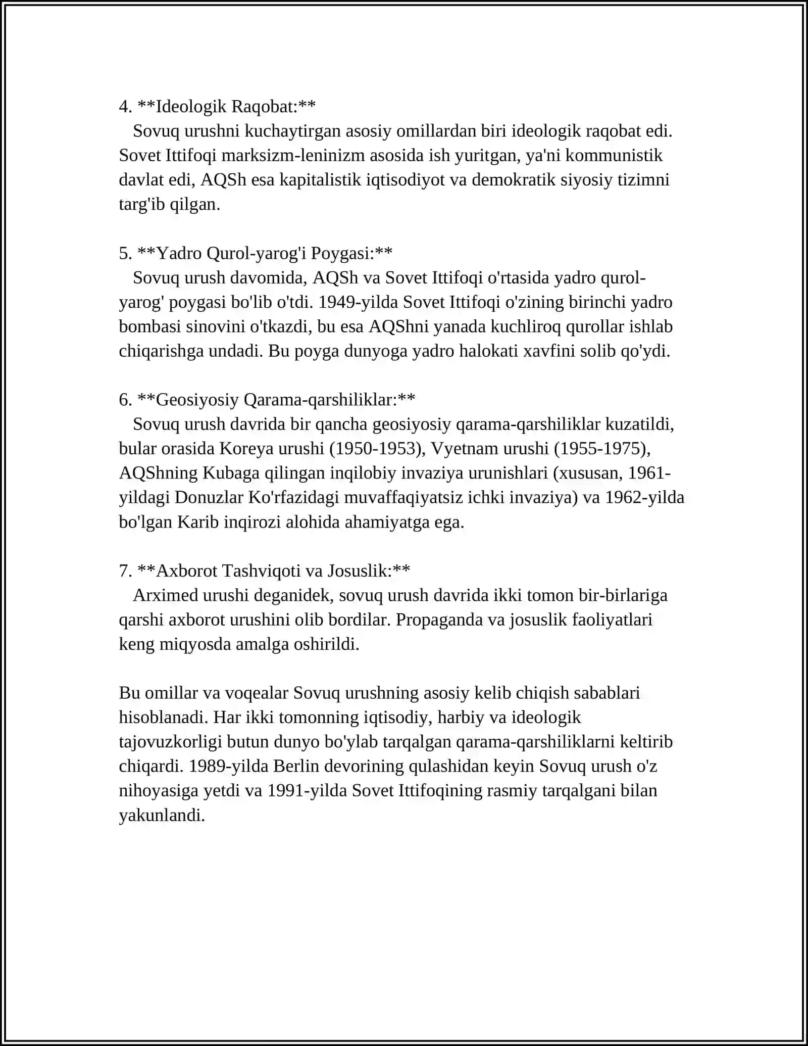 SOVUQ URUSH: AQSH VA SOVET ITTIFOQI MUNOSABATLARI 4