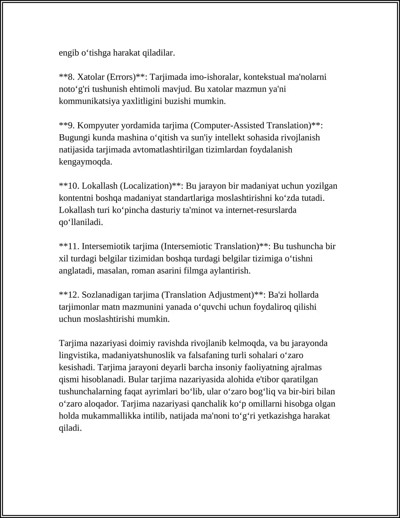 THE MAIN PROBLEMS IN THE THEORY OF TRANSLATION 4