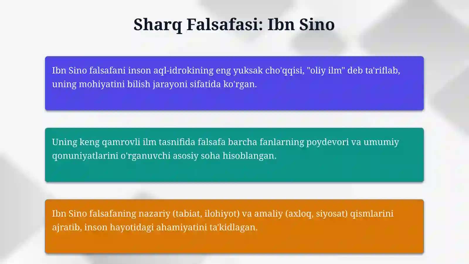 Falsafaning mohiyatiga oid Sharq va G'arb mutafakkirlari ta'riflarini tasniflash 4