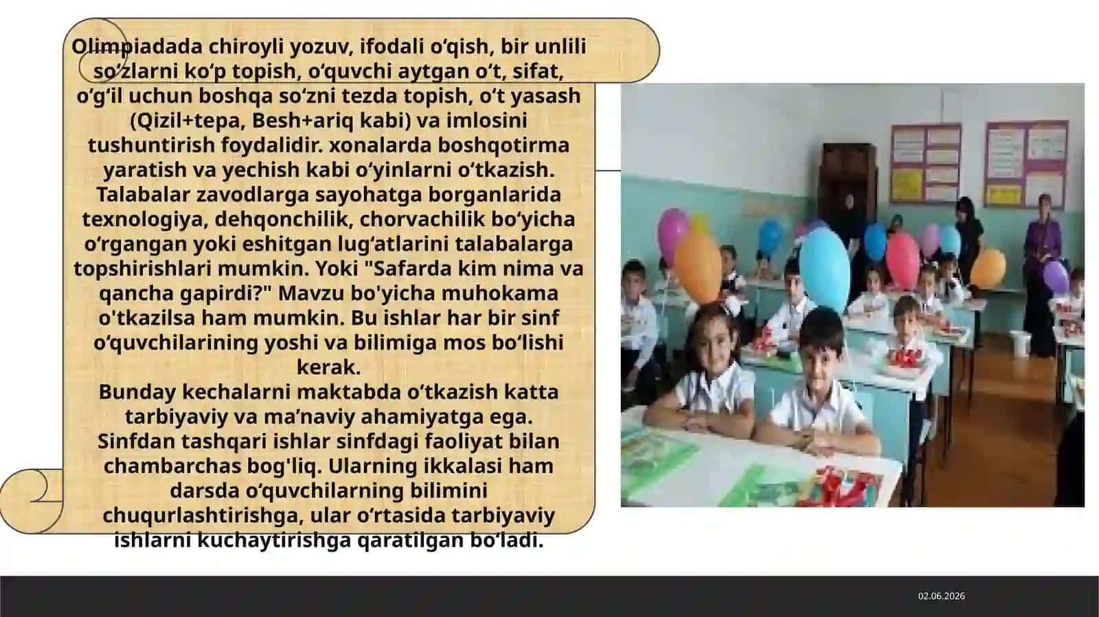 4-sinfda tanlovlarning mazmuni va ularni tashkil qilish usullariga topshiriqlar tizimini ishlab chiqish 4
