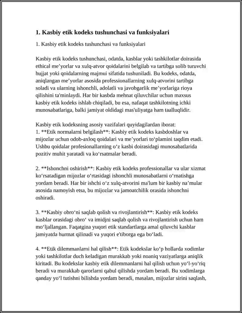 KASBIY ETIK KODEKS VA ETIK DILEMMALARNI TAHLIL QILISH 4