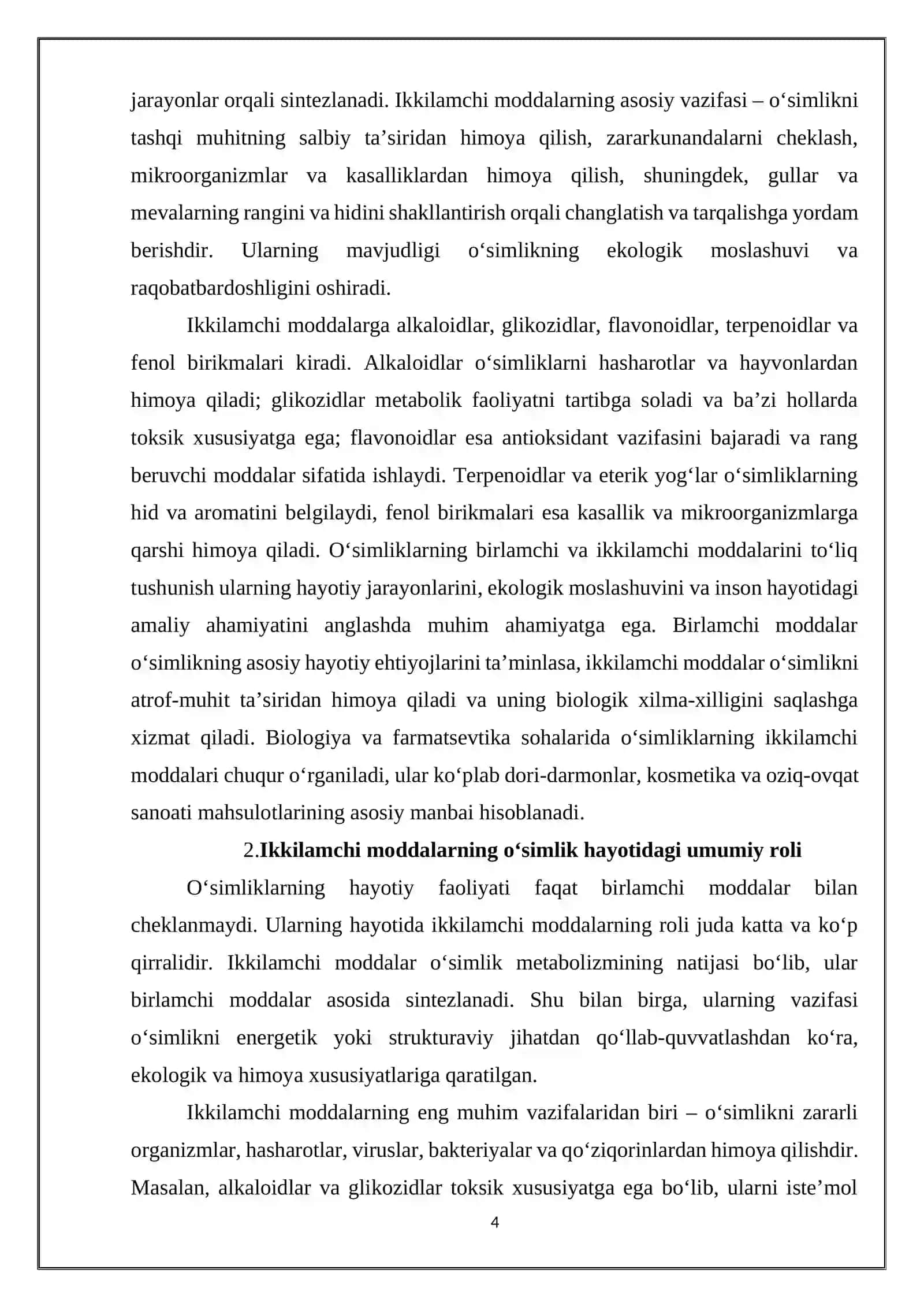 O'simliklarning kelib chiqishi ikkilamchi bo'lgan moddalari 4