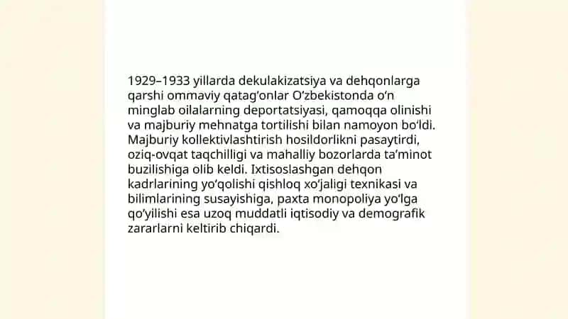 1930-yillarda ommaviy qatag'onlarning avj olishi va uning O'zbekistonga ta'siri 4