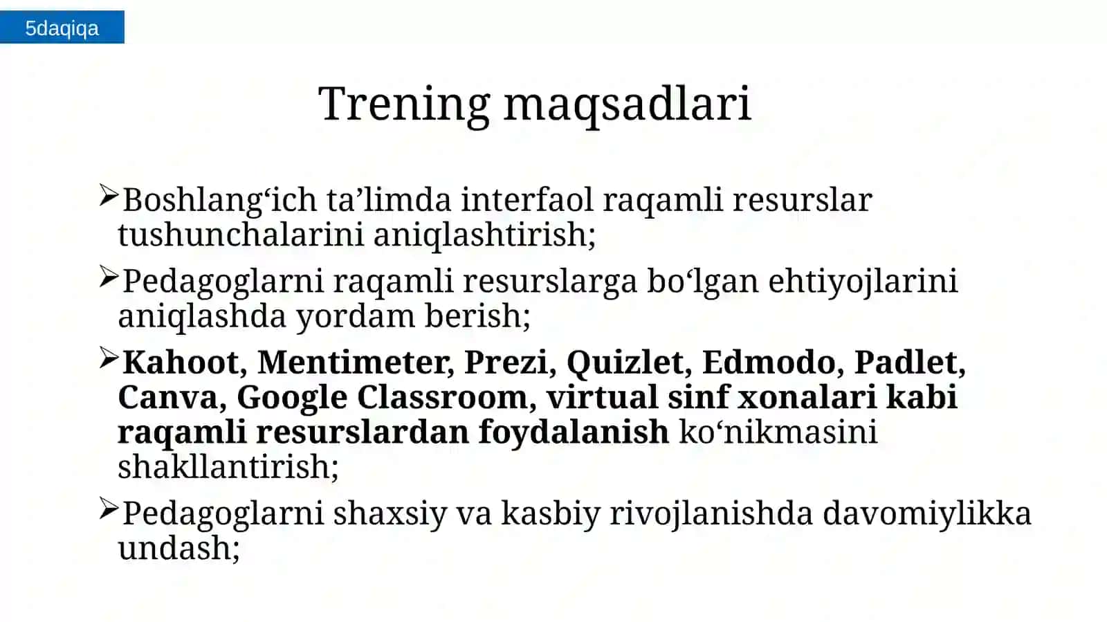 O‘quv mashgʻulotlarini samarali tashkil qilishda raqamli resurslar va sunʼiy intellektdan foydalanish 4