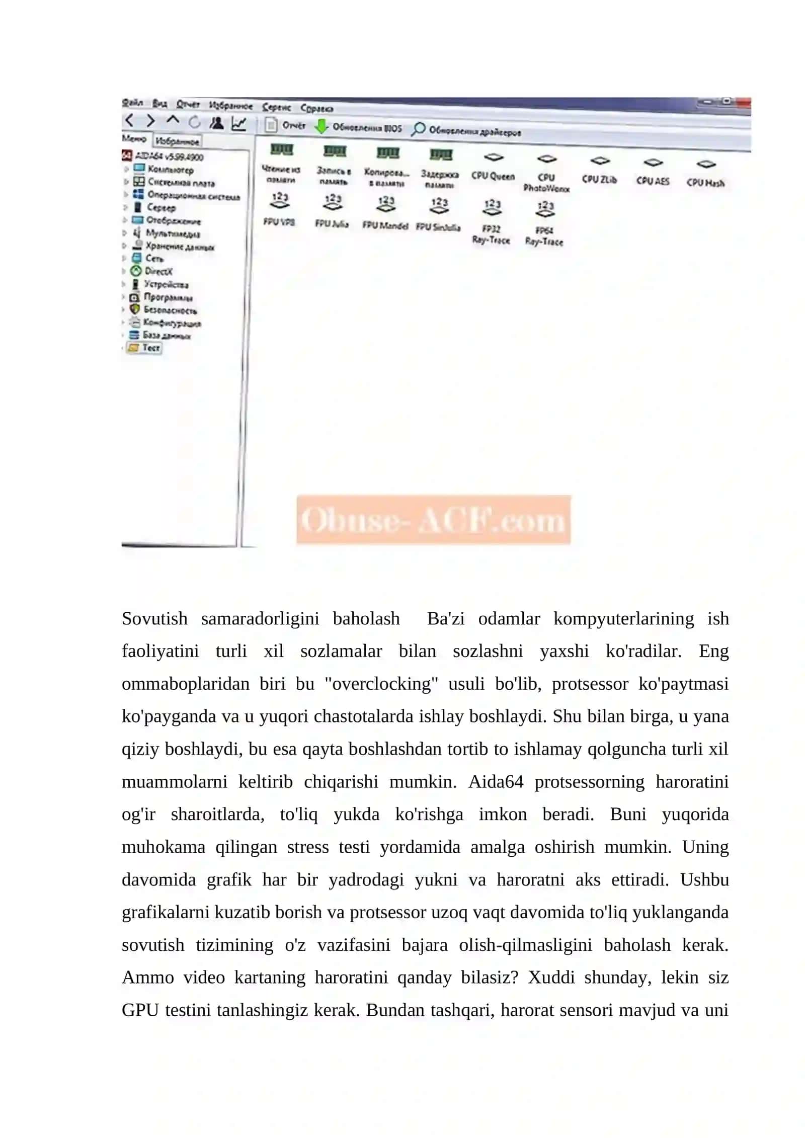 Kompyuterlarga ulangan texnik qurilmalar holatini tekshirish va boshqarish Direct. AIDA64 dasturlari yordamida 4