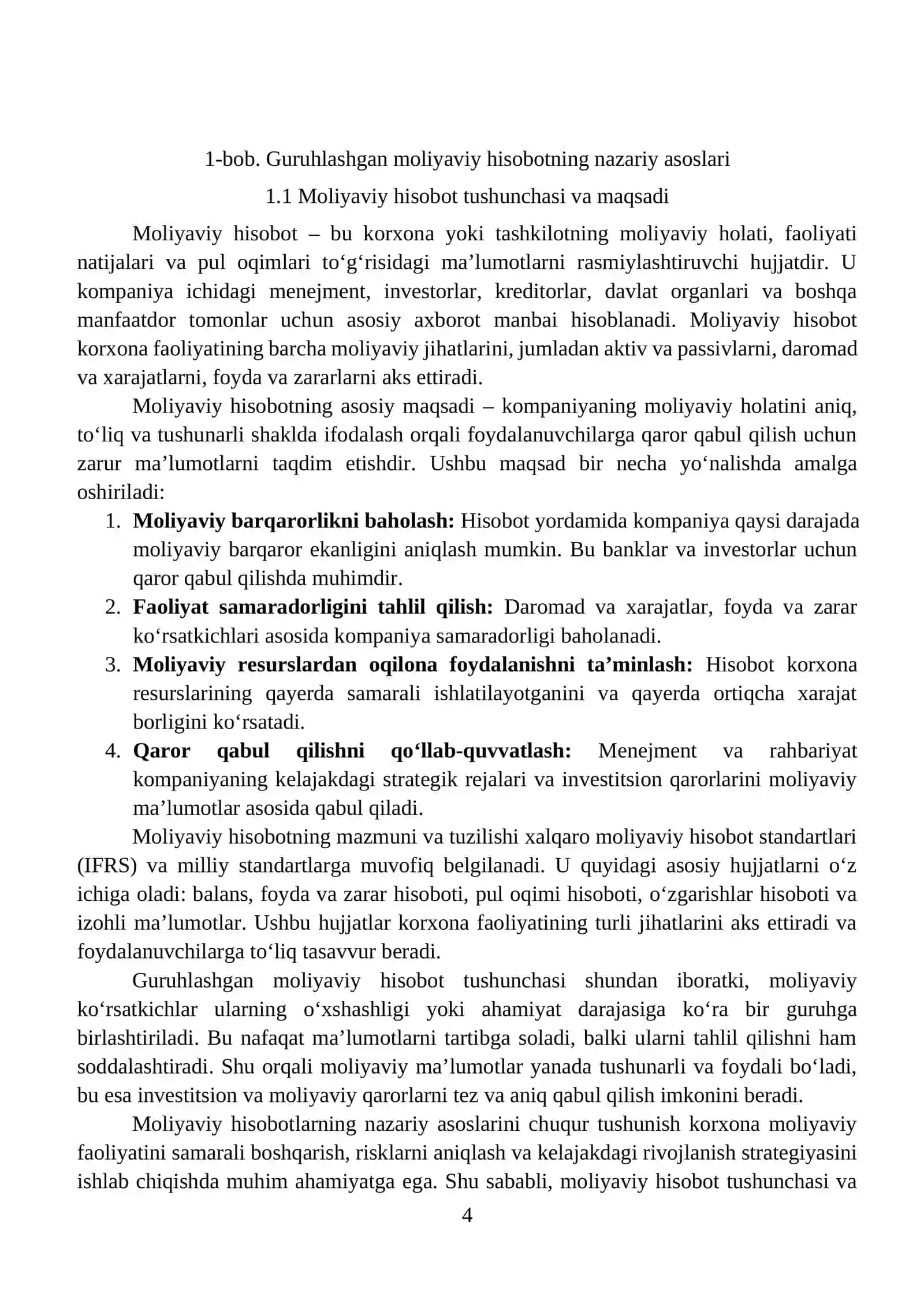 Guruhlashgan moliyaviy hisobotning mazmuni 4