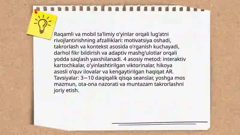 Obrazli tasvir kartochkalari bilan soʻz boyligini oshirish oʻyinlari 4