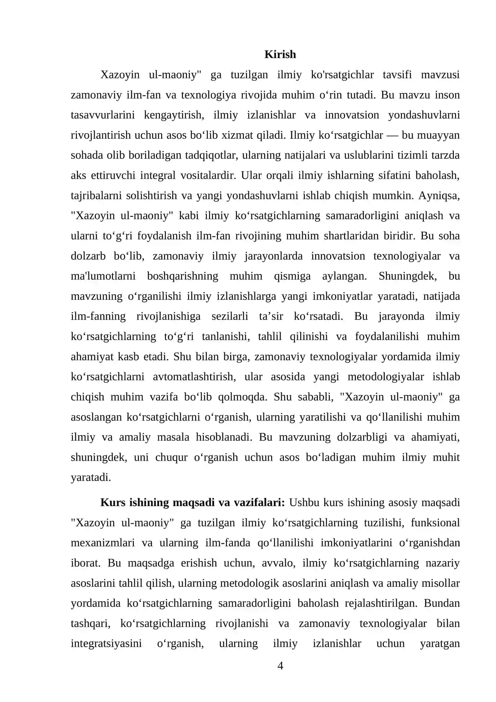 "XAZOYIN UL-MAONIY" GA TUZILGAN ILMIY KO'RSATGICHLAR TAVSIFI 4
