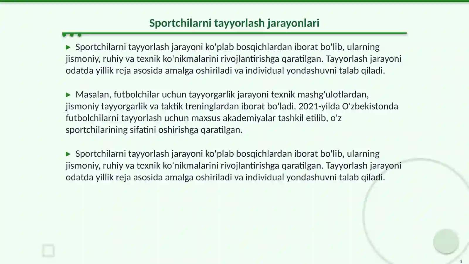 Sport musobaqalari va sportchilarni tayyorlash tizimi 4