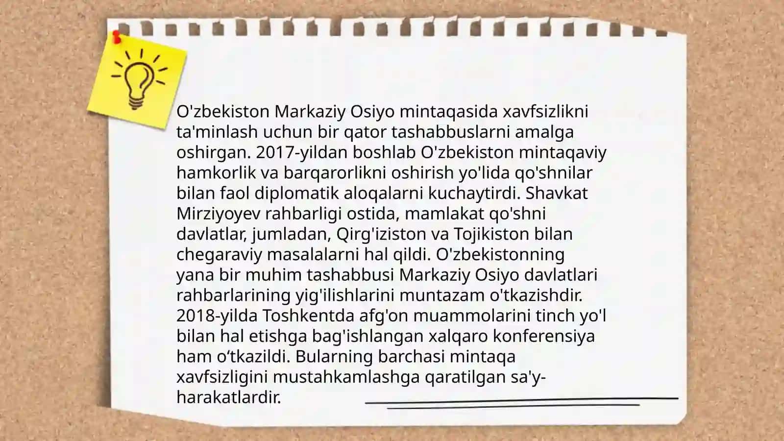 O'zbekiston Markaziy Osiyoda tinchlik va barqarorlikni ta'minlashdagi o'rni 4