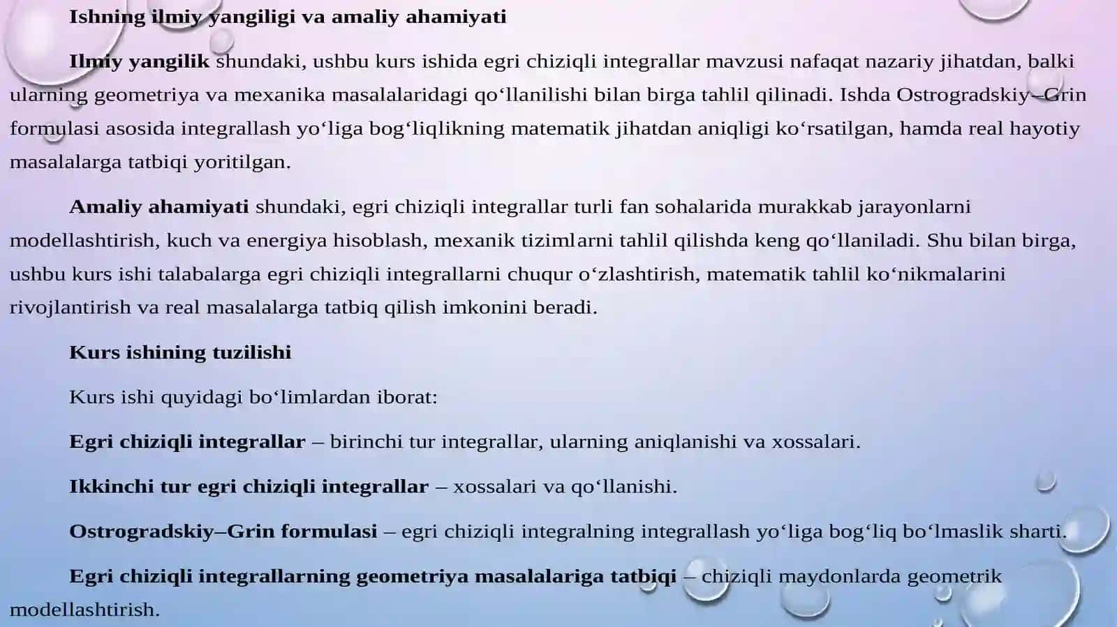 Egri chiziqli integrallar va ularning fizik (mexanik) masalalarni yechishga qo‘llanilishi 4