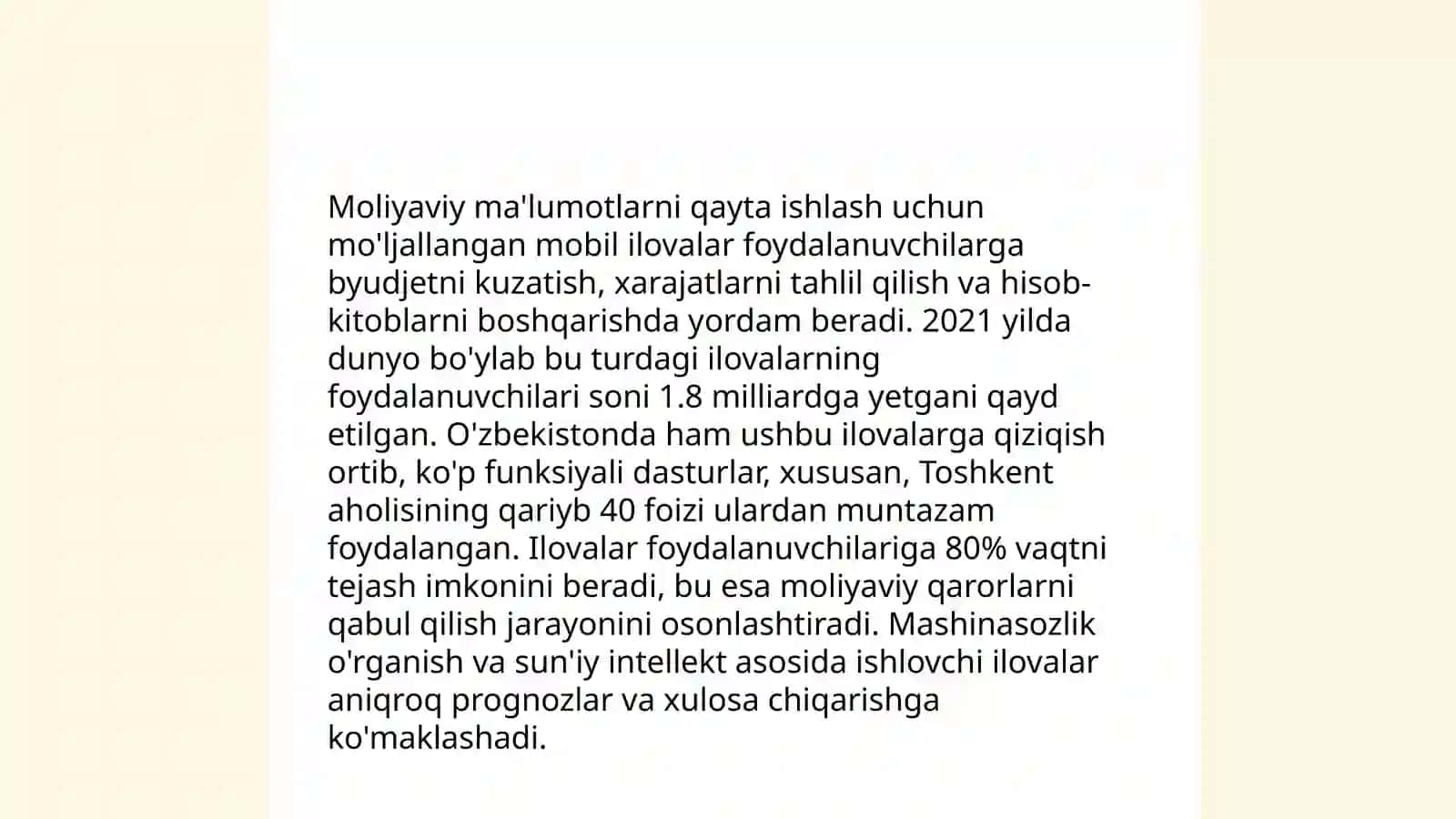 Iqtisodiy Axborotni Qayta Ishlash Uchun Mobil Ilovalardan Foydalnish 4