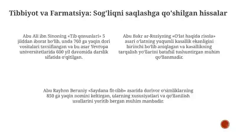 Markaziy Osiyo allomalarining tabiiy fanlarning shakllanishi va rivojlanishiga qo'shgan hissalari 4