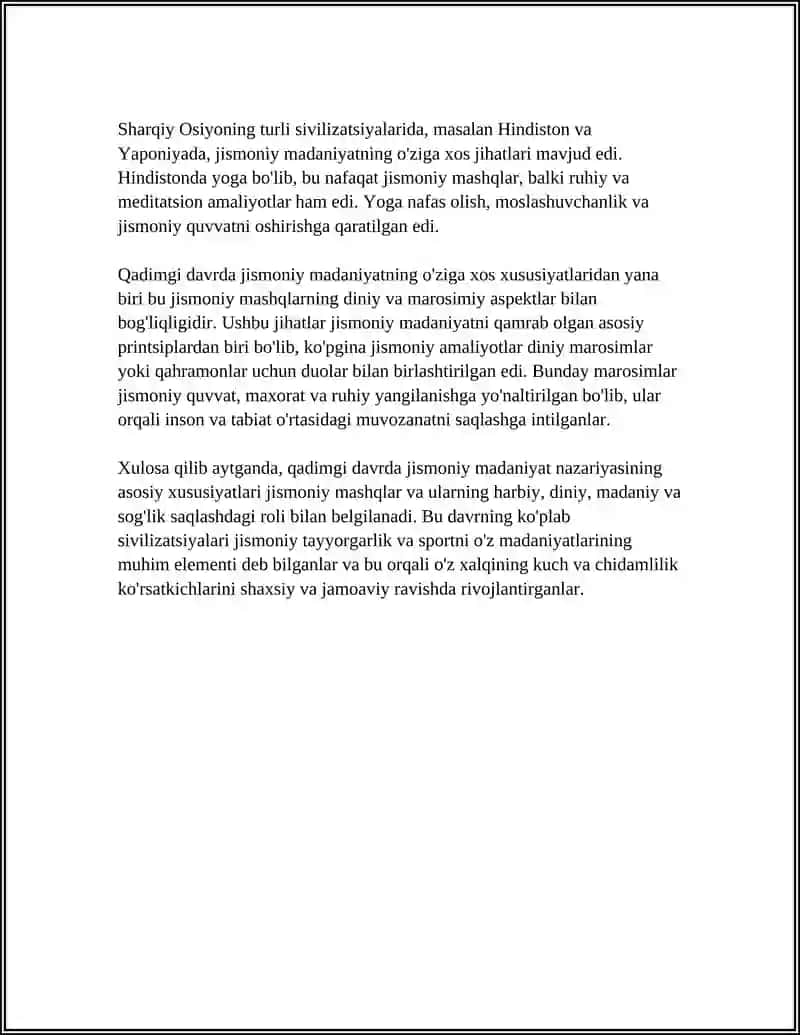 Qadimgi davrda Jismoniy Madaniyat Nazariyasining Rivojlanishi Davrlarining Uziga Xosligi 4