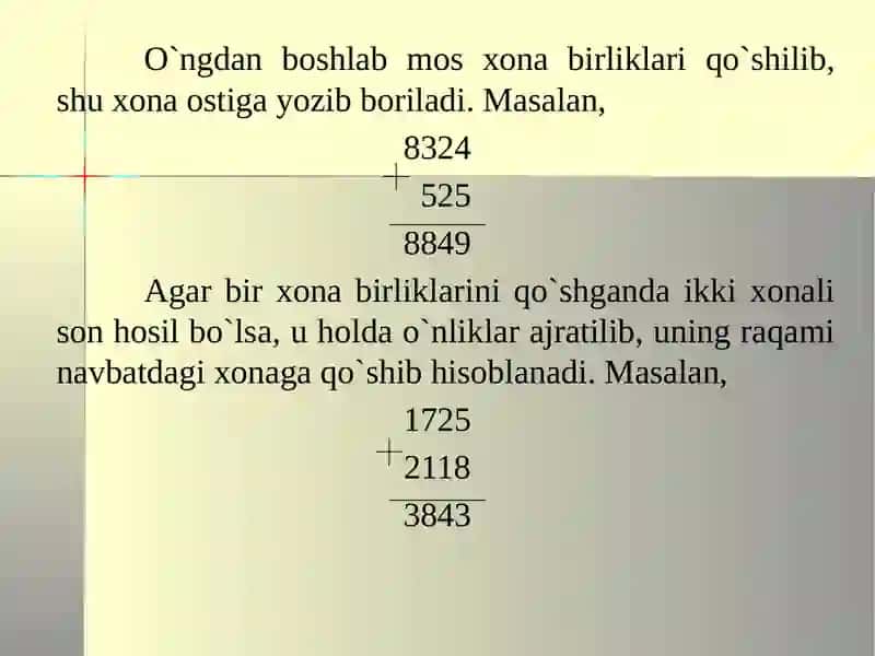 O`nlisanoq sistemasida arifmetika 4