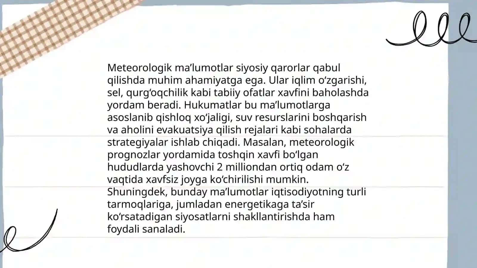 Meteorlogik axborotlardan siyosiy va iqtisodiy manfaatlarda foydalanish oqibatlari yuzasidan mulohaza yuritish 4