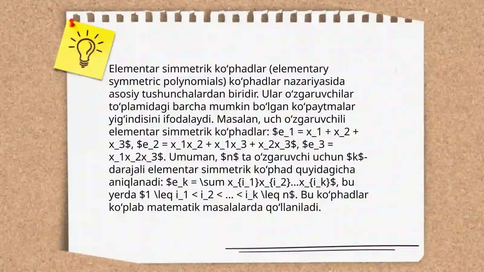 Simmetrik koʻphadlar haqidagi lemmalar va ularning isboti 4
