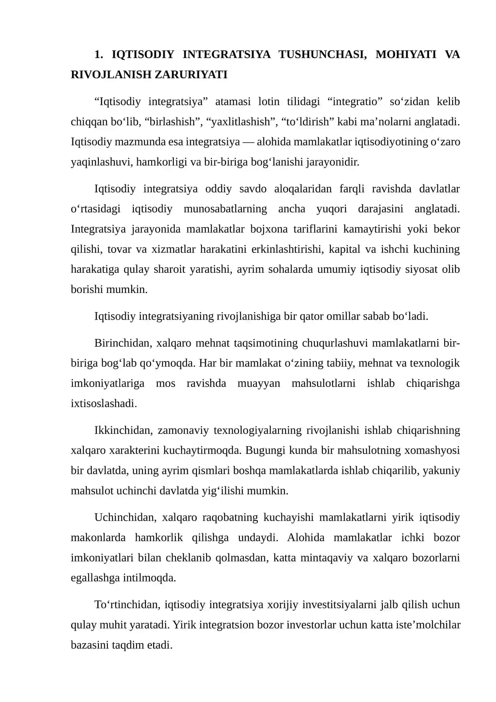 IQTISODIY INTEGRATSIYA SHAKLLARI VA ULARNING JAHON IQTISODIYOTIDAGI AHAMIYATINI TAHLIL QILISH 4