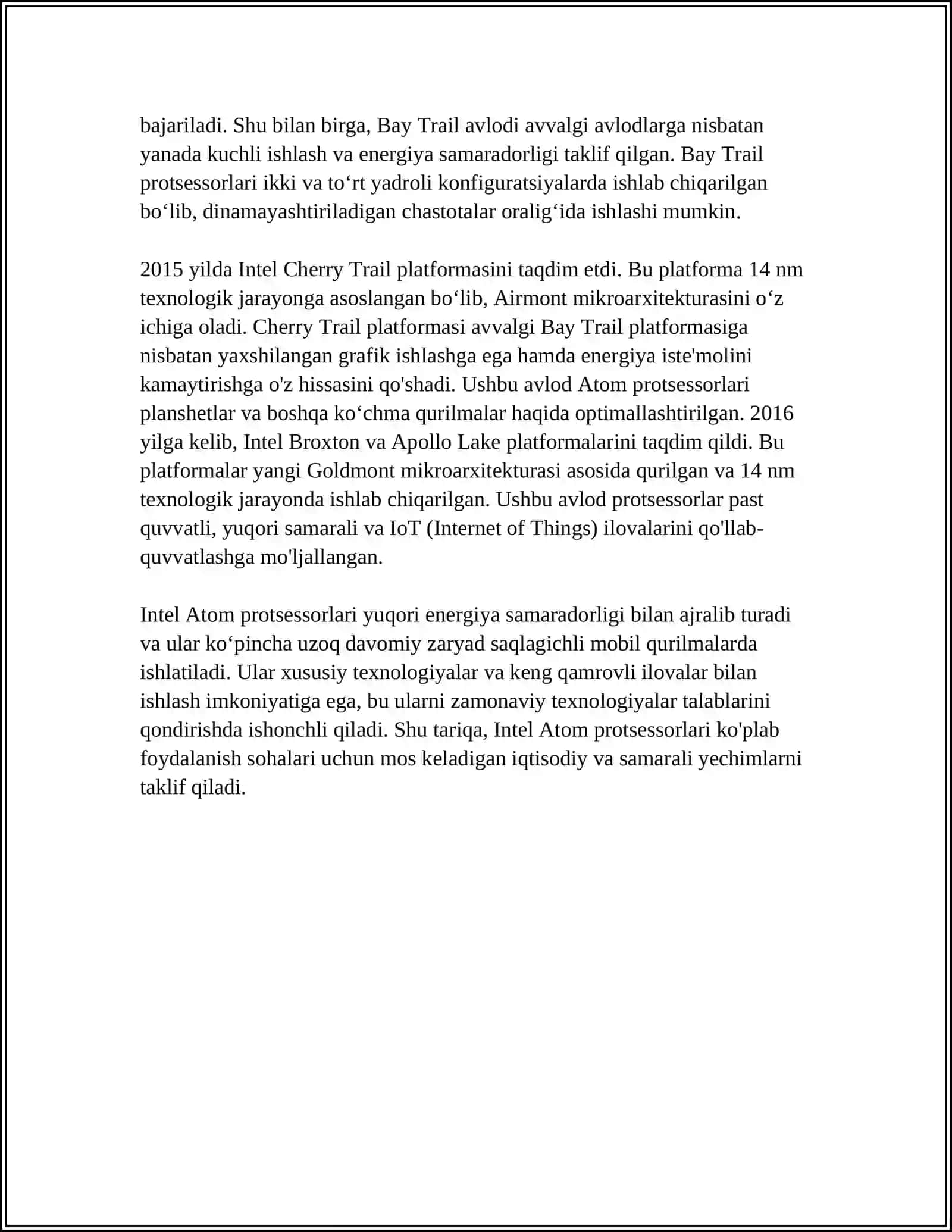 INTEL ATOM PROTSESSORLARINING TARKIBIY VA FUNKSIONAL TASHKIL ETILISHI 4