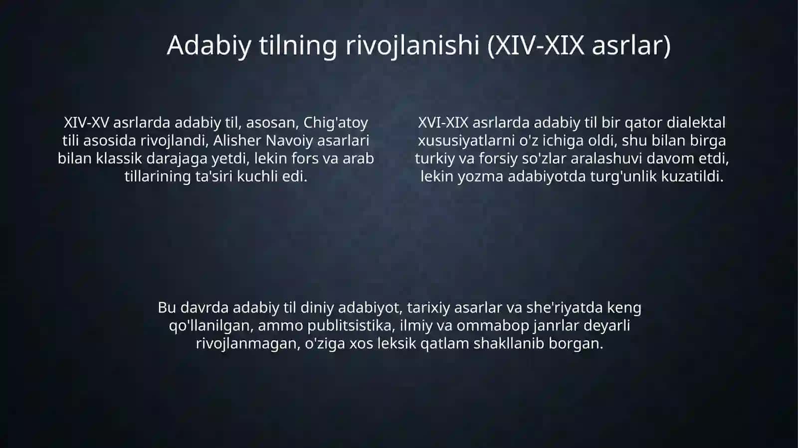 Oʻzbek adabiy tilining taraqiyot bosqichlari 4