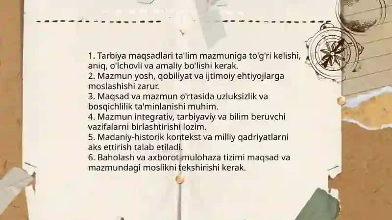 Tarbiya jarayonining mazmuni tarbiya qonuniyatlari va tamoyillari 4