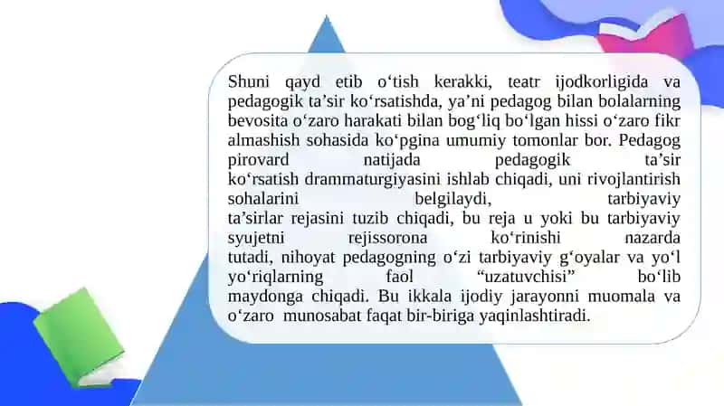 Umumta’lim maktablarida tarbiyafani o‘qitishda teatr pedagogikasi imkoniyatlaridan foydalanish 4