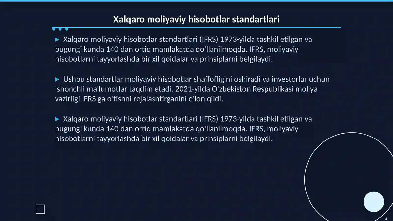 Banklarda buxgalteriya hisobini Moliyaviy hisobotlarining xalqaro standartlariga toʻliq moslashtirish orqali yanada takomillashtirish 4