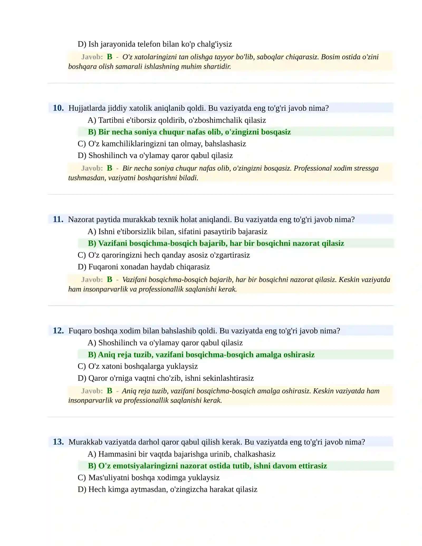 BOJXONA XIZMATIGA ISHGA KIRISH PSIXOLOGIK SINOV Testlari 4