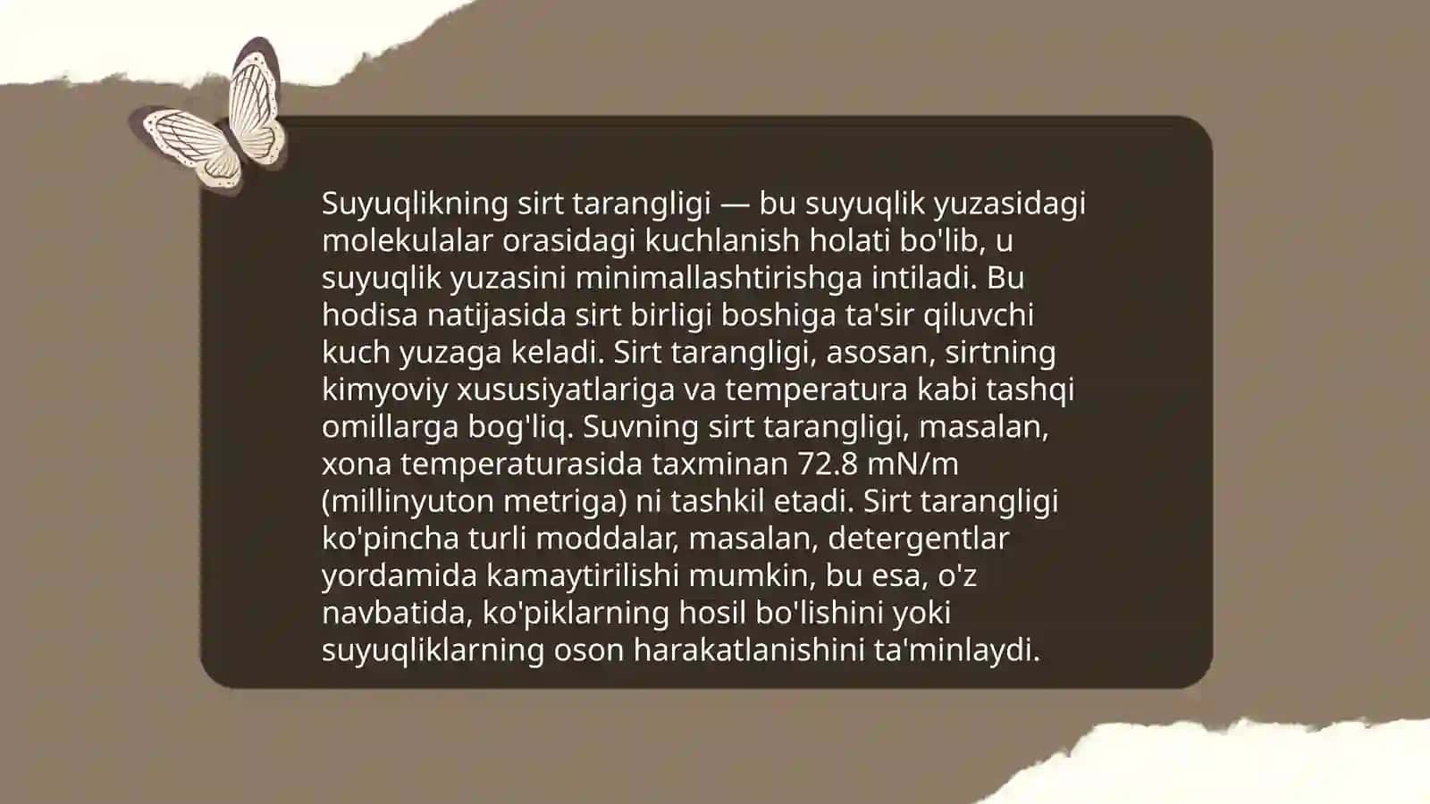 Tomchi usuli bilan suyuqlikning sirt taranglik koeffitsiyenti aniqlash 4