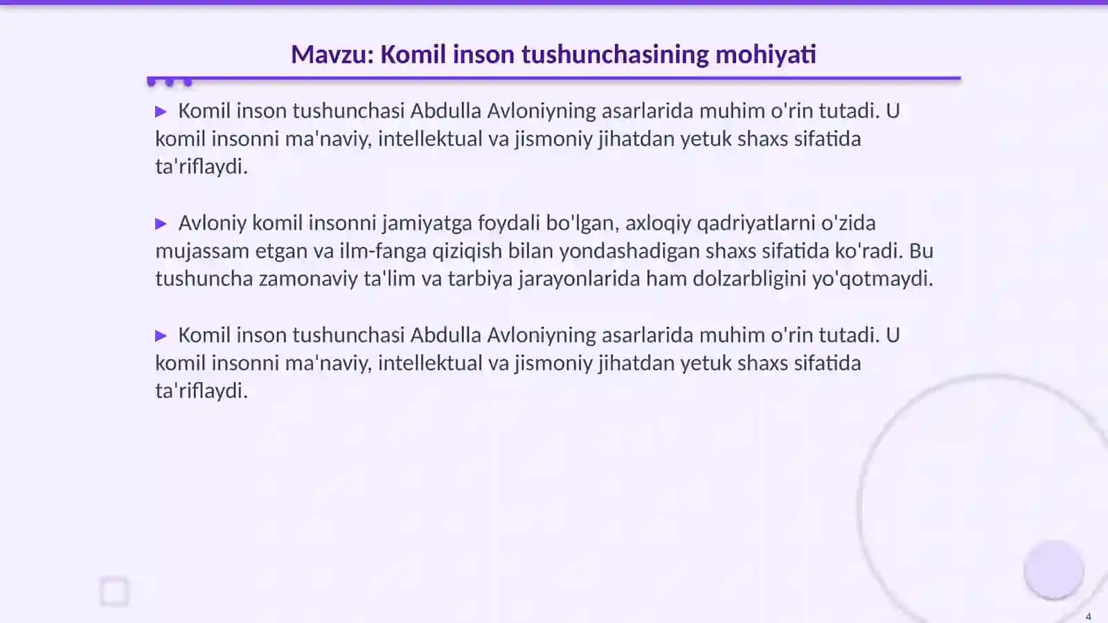 Abdulla Avloniyning komil inson haqidagi qarashlari fan:dinshunoslik 4