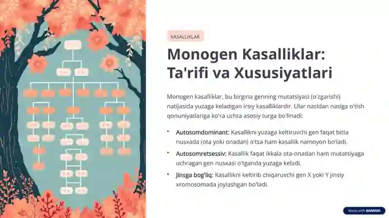 Insonda genlar tuzilishi va vazifalari. Monogen kasalliklar 4