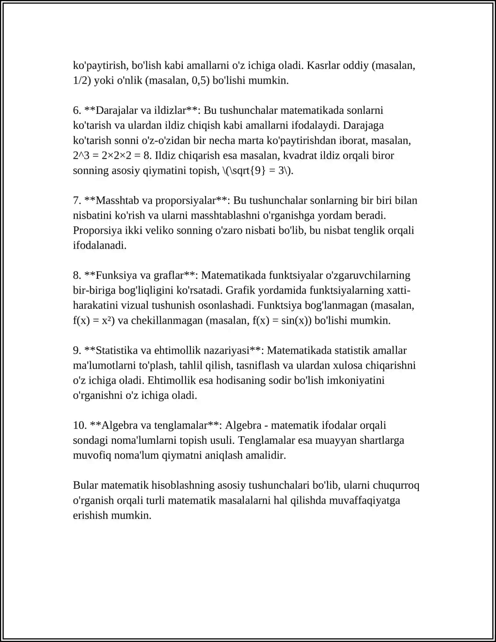 Matematik hisoblashning asosiy tushunchalari 4