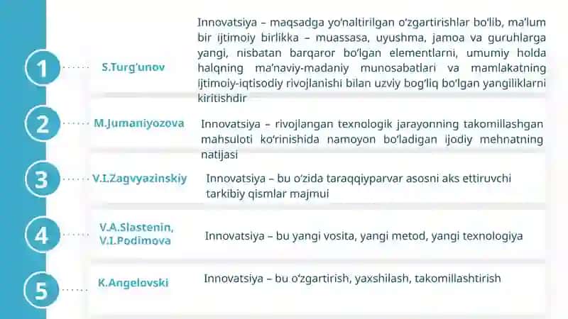 Innovatsiyalarni ta’lim jarayoniga tatbiq etishning tashkiliy -pedagogik asoslari 4