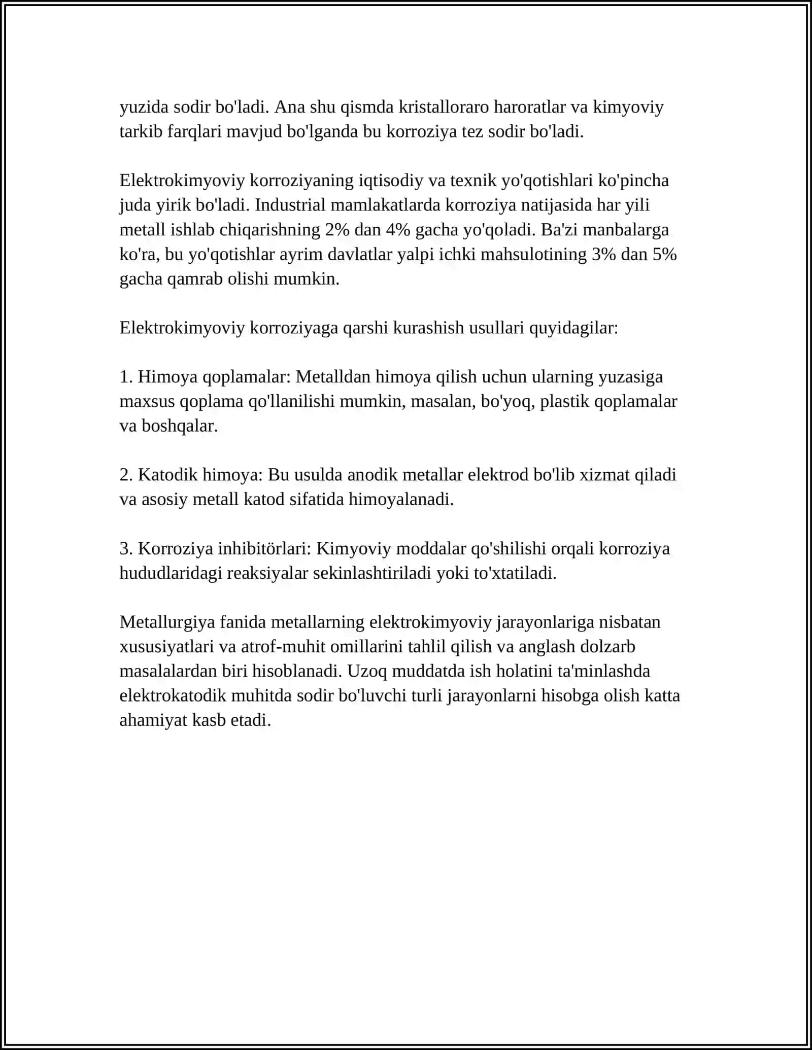 KORROZIYA JARAYONLARINING SODIR BOʻLISH MEXANIZIMIGA KOʻRA TASNIFI 4